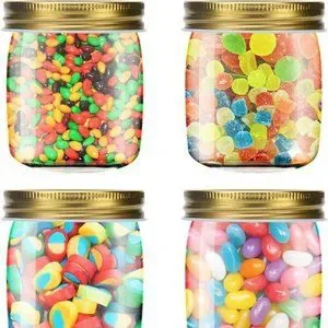 Kitchen | 8 Ounce Clear Plastic Jars With Gold Lids Refillable Round ...